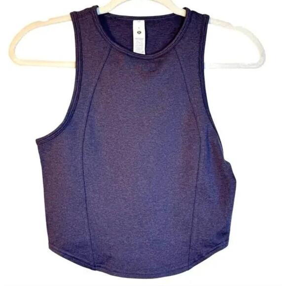 Lululemon Soft Sueded Crewneck Cropped Tank Top Nightfall / Nightfall Size 6 - Picture 7 of 8